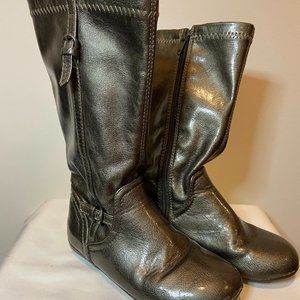Nordstrom Girls Tall Shiny Grey Boots - Size 12